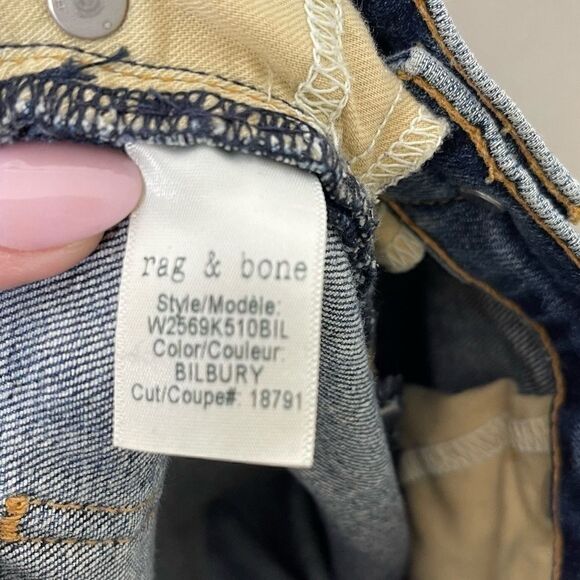 Rag & bone High Waist Metallic Dipped Birbury Cigarette Jeans 26 - Picture 5 of 7